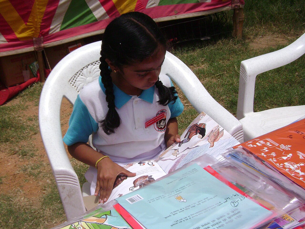 A girl reading a book